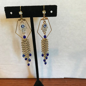 One of Kind Hamsa Evil Eye Earrings-New